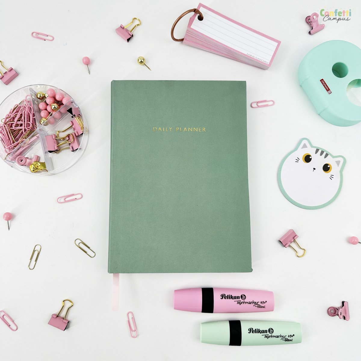 OHH DEER DAILY PLANNER Agenda journalier non daté A5 vert sauge – Image 3