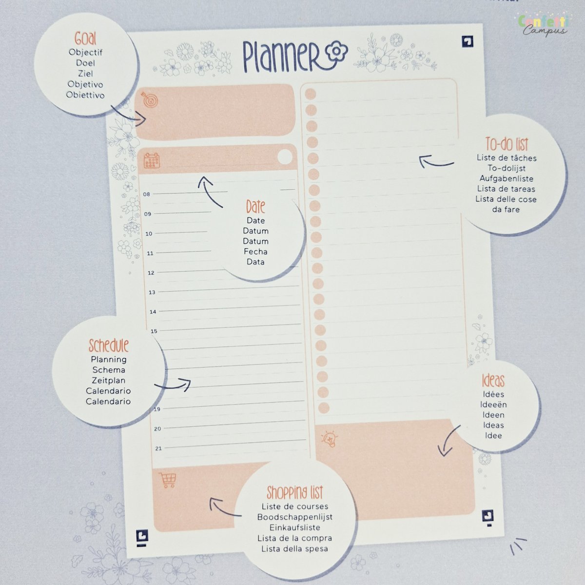 OXFORD FLORAL DAILY PLANNER Agenda journalier non daté A5 – Image 8