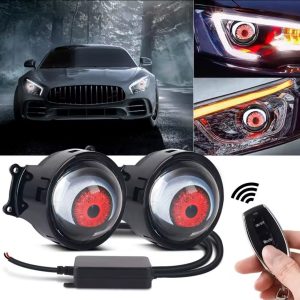 Loupe de phare en forme de yeux avec télécommande