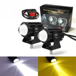 Led antibrouillard pour moto blanc et jaune