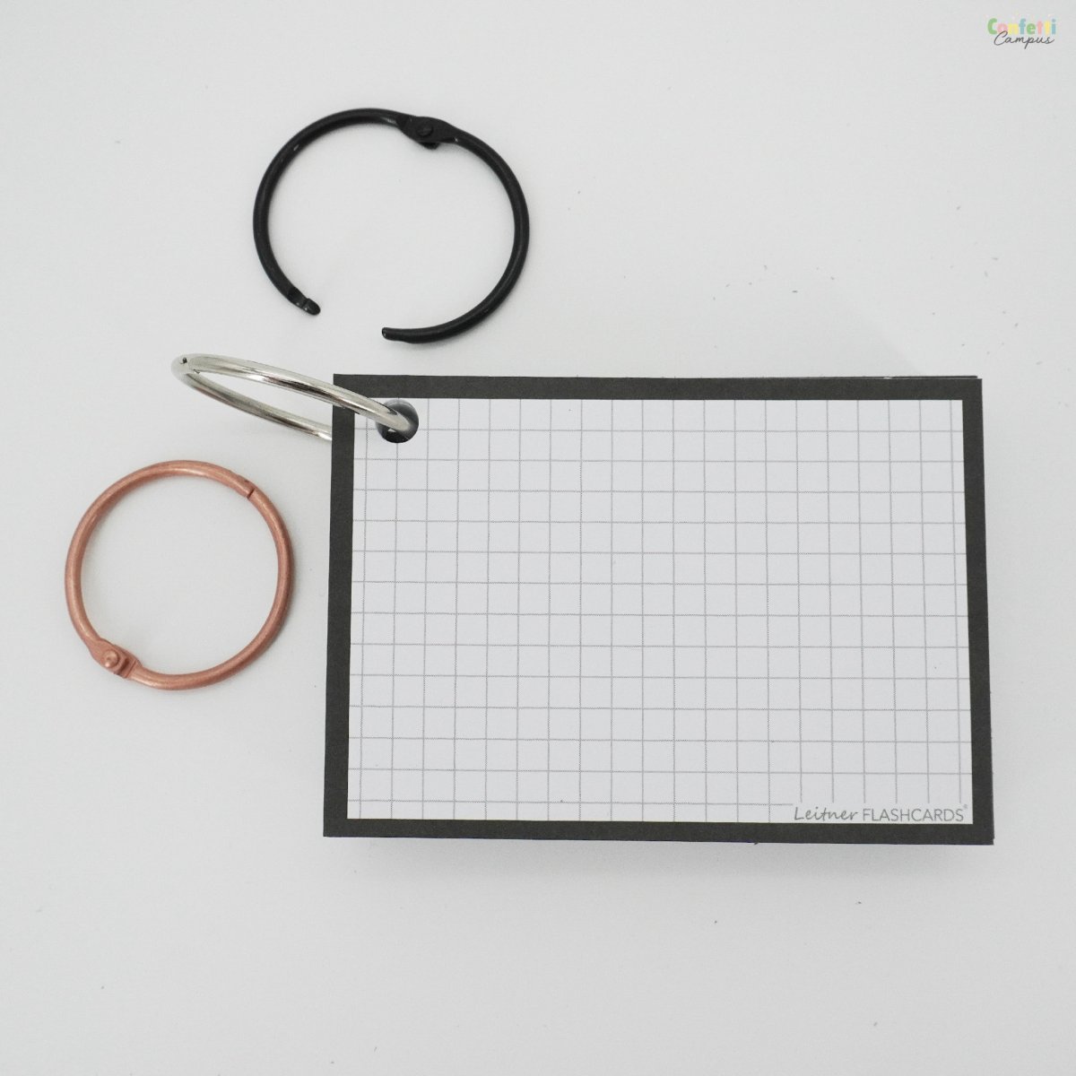 50 Flashcards Leitner A7 à petits carreaux cadre noir – Image 7