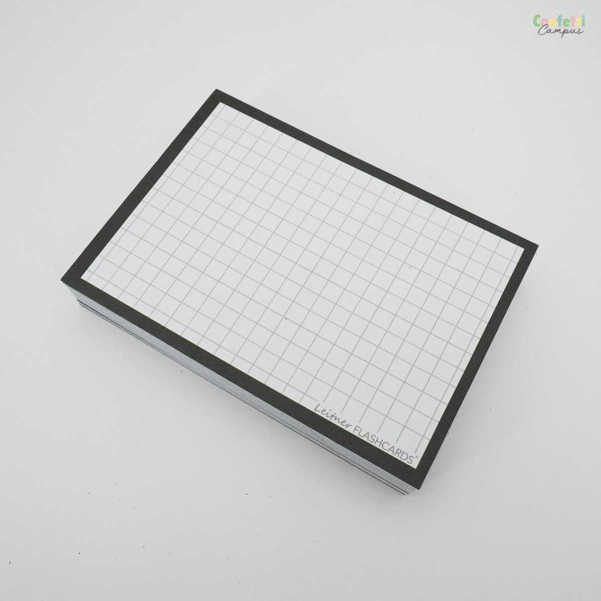 50 Flashcards Leitner A7 à petits carreaux cadre noir – Image 3