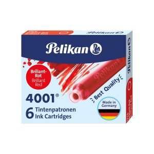 PELIKAN Boîte de 6 cartouches d&rsquo;encre pour stylo-plume Rouge brillant