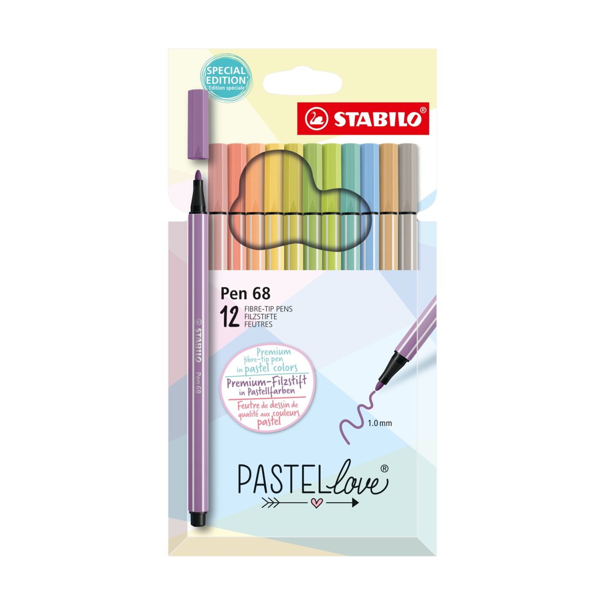 STABILO Pen 68 Feutres de dessin assorti Pastellove x12
