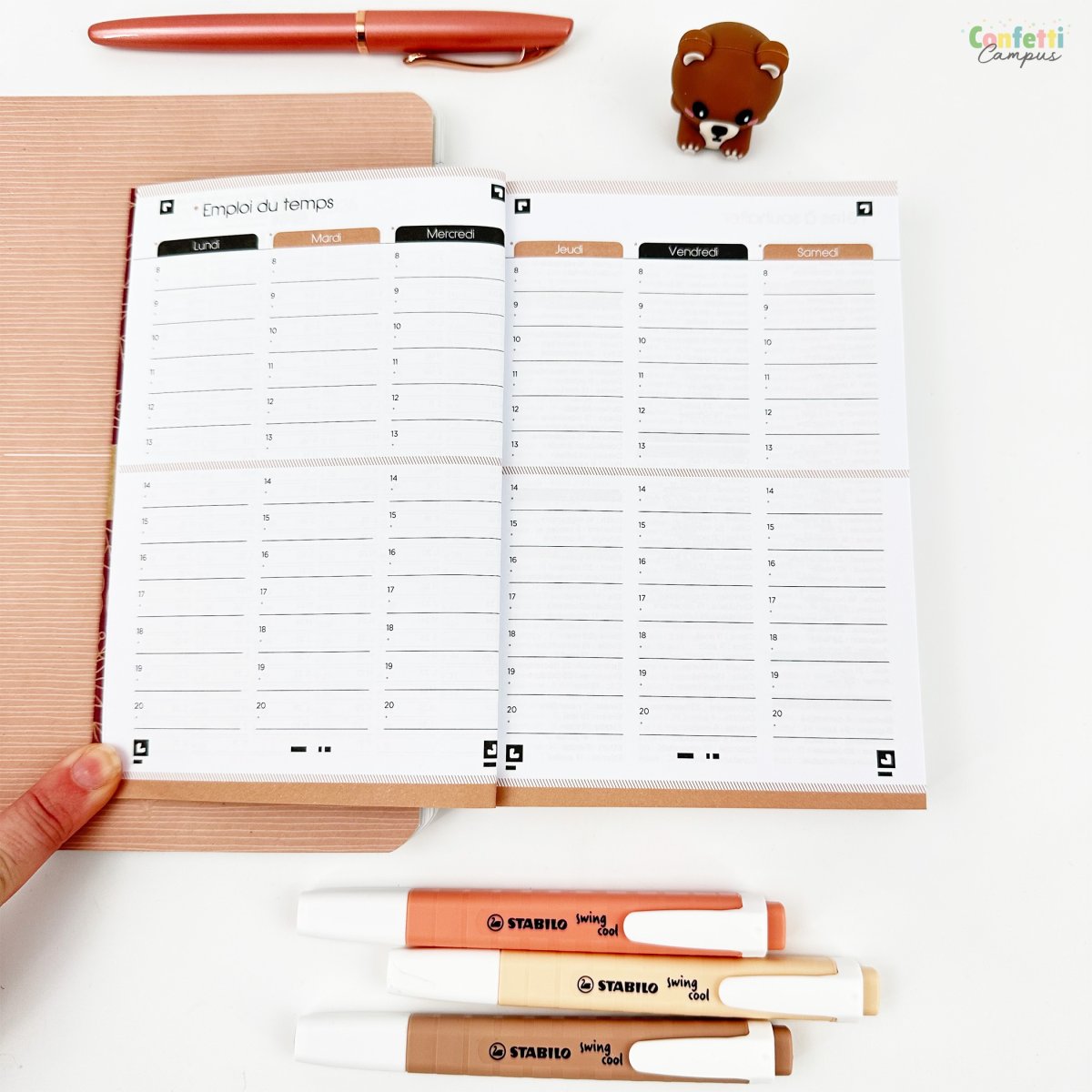 OXFORD Agenda scolaire journalier 12×18 2025-2026 Kraft Touche de verdure – Image 8