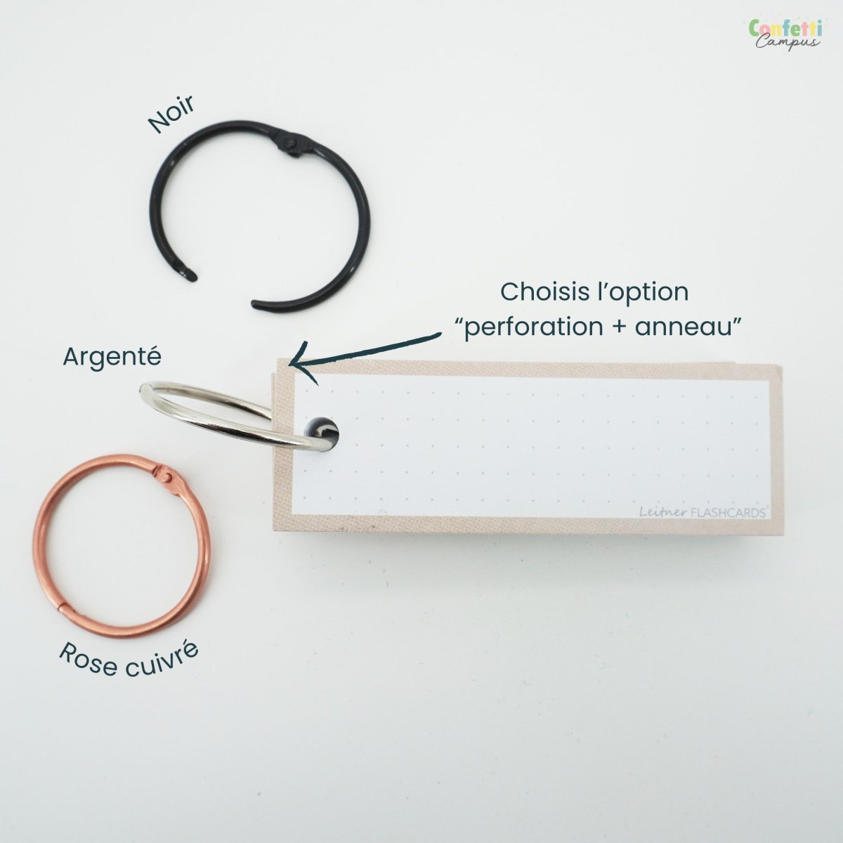 50 Flashcards Leitner Vocabulaire à points cadre beige sable – Image 4