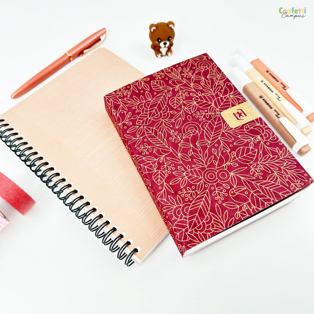 OXFORD Agenda scolaire journalier 12×18 2025-2026 Kraft rouge Bordeaux – Image 3