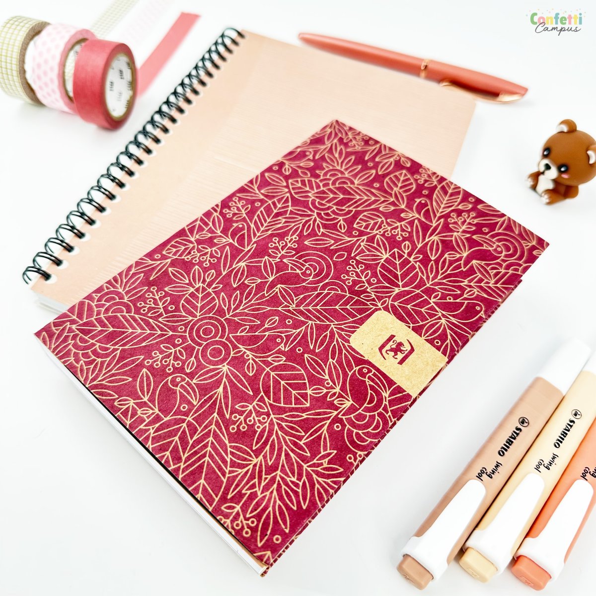 OXFORD Agenda scolaire journalier 12×18 2025-2026 Kraft rouge Bordeaux – Image 4