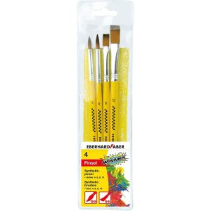 Eberhard Faber Pochette de 4 pinceaux scolaires synthétiques n°4 – 6 – 8 et 12