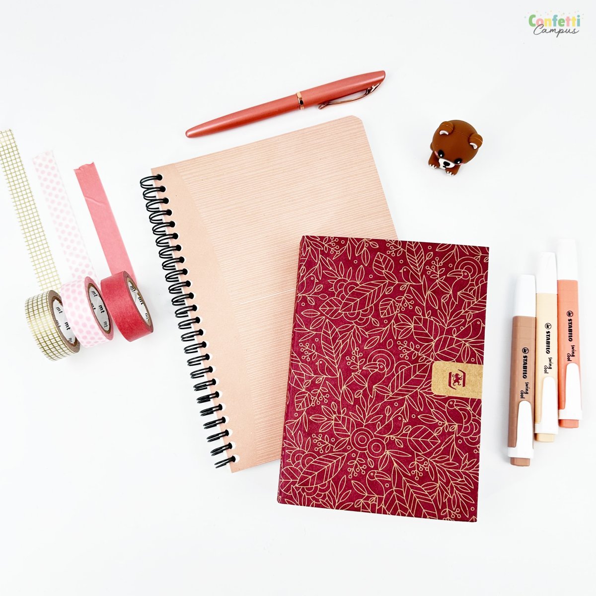 OXFORD Agenda scolaire journalier 12×18 2025-2026 Kraft rouge Bordeaux – Image 6