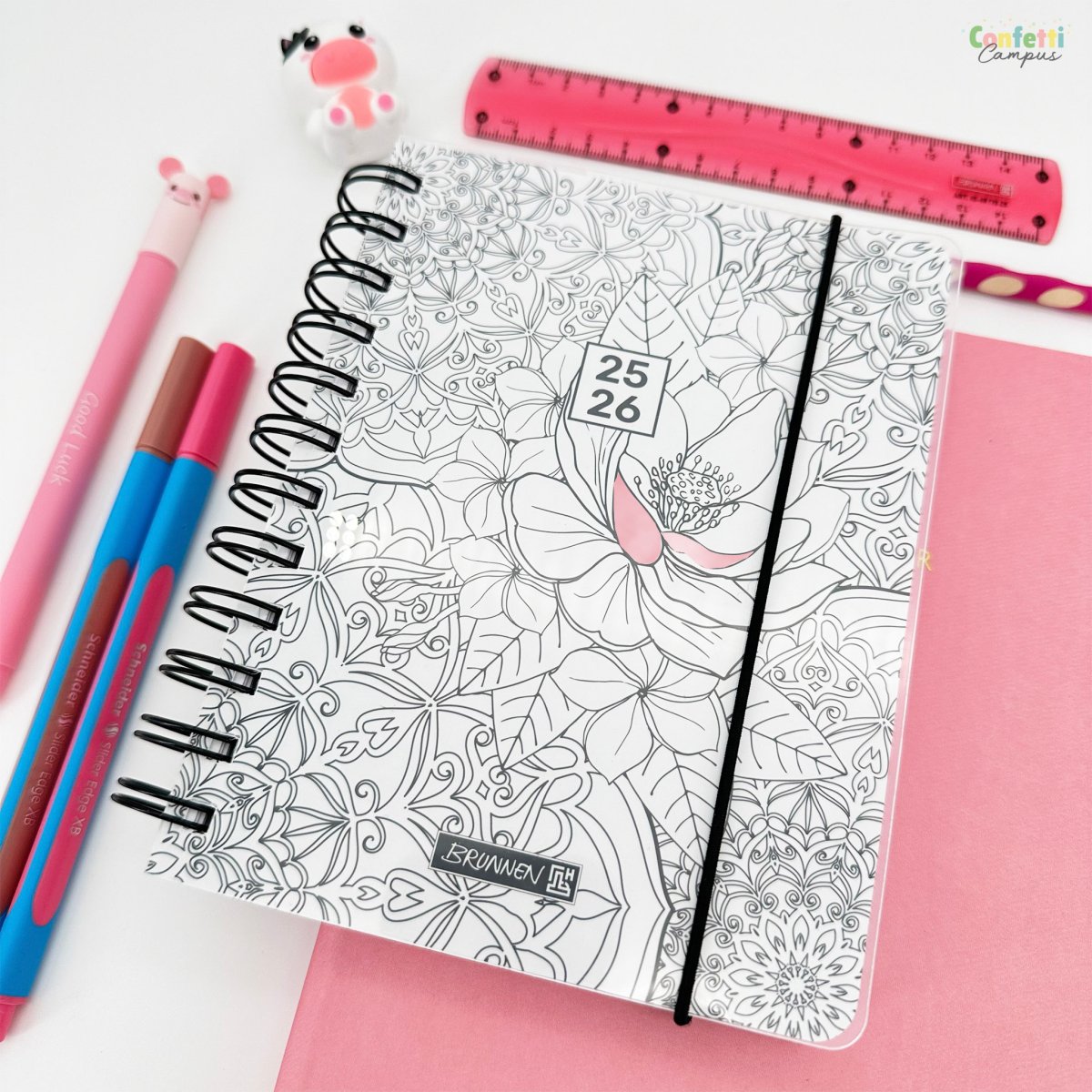 BRUNNEN Agenda scolaire journalier A6 2025-2026 ZenArt noir et blanc – Image 4