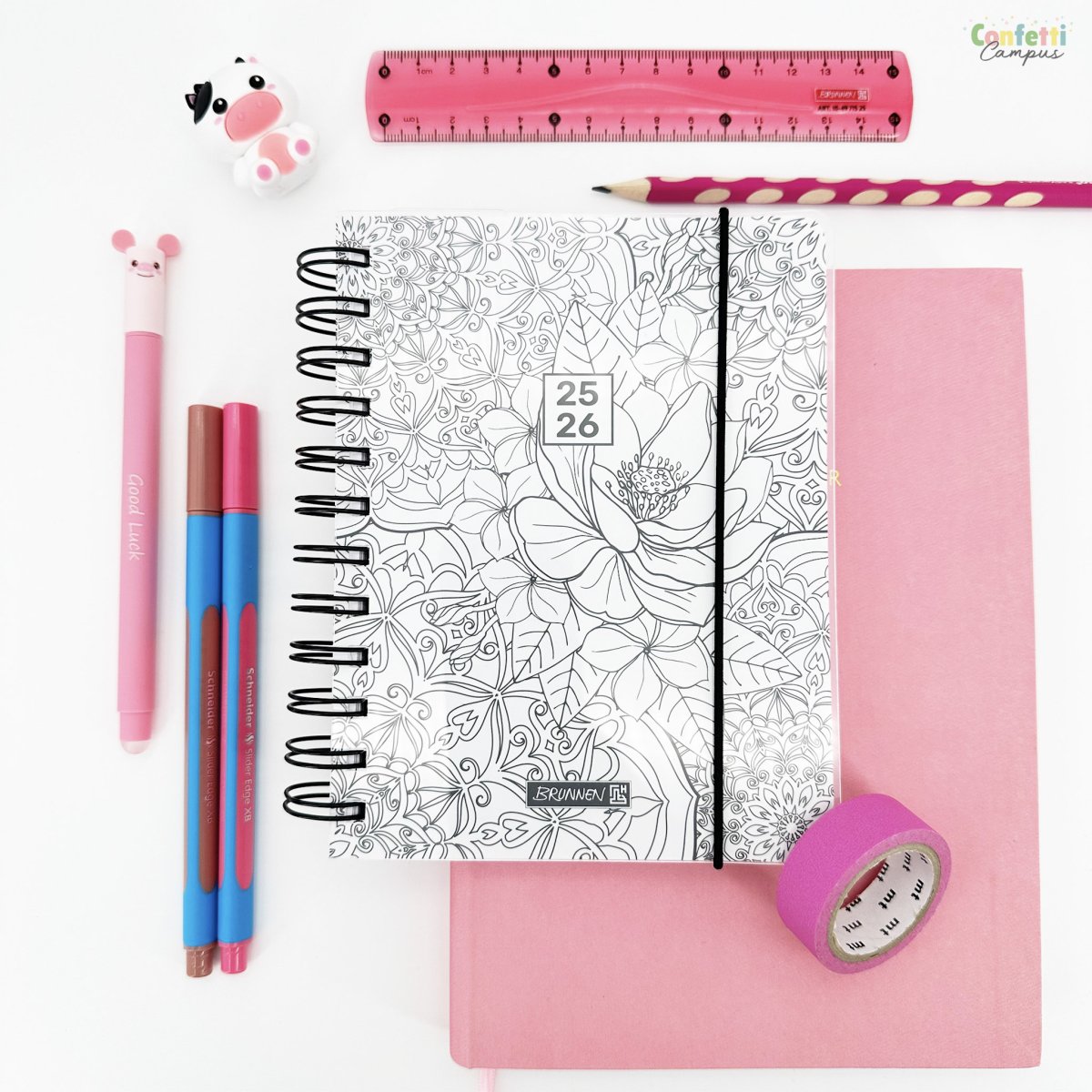 BRUNNEN Agenda scolaire journalier A6 2025-2026 ZenArt noir et blanc – Image 3