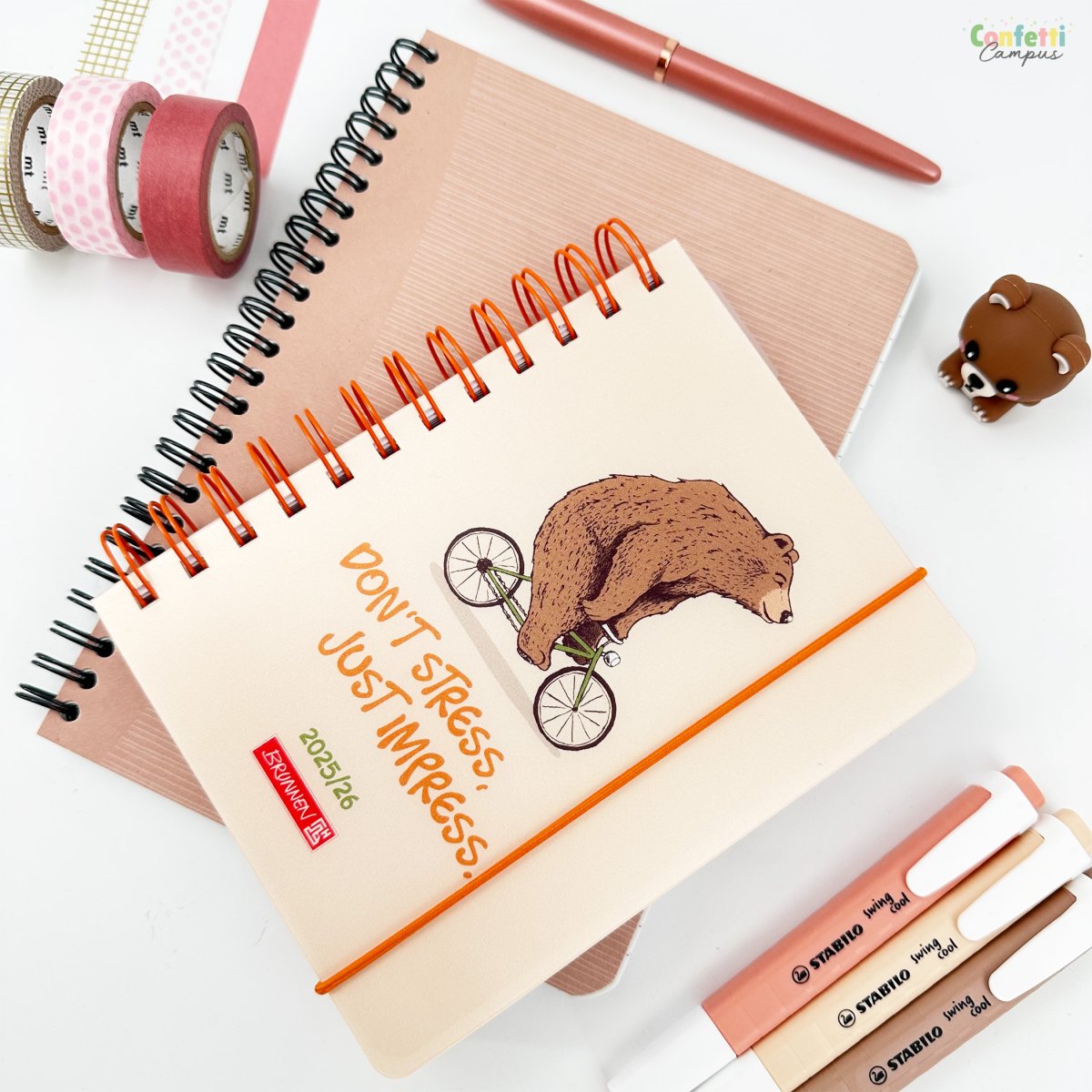 BRUNNEN Agenda scolaire journalier A6 2025-2026 Don’t stress Beige â Image 5