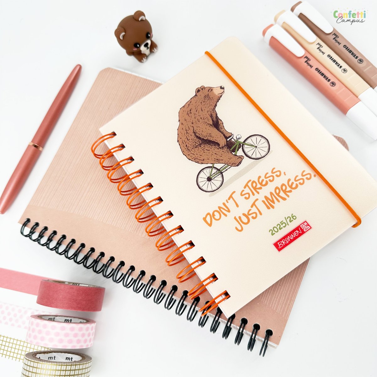 BRUNNEN Agenda scolaire journalier A6 2025-2026 Don’t stress Beige â Image 4