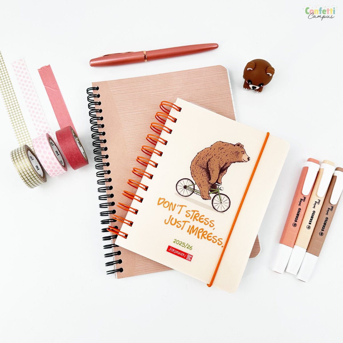 BRUNNEN Agenda scolaire journalier A6 2025-2026 Don’t stress Beige â Image 3