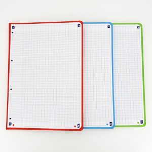 Lot de 3×100 feuilles simples perforées A4 à bords colorés Oxford