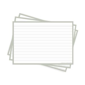 50 Flashcards Leitner A6 lignées cadre gris cendre