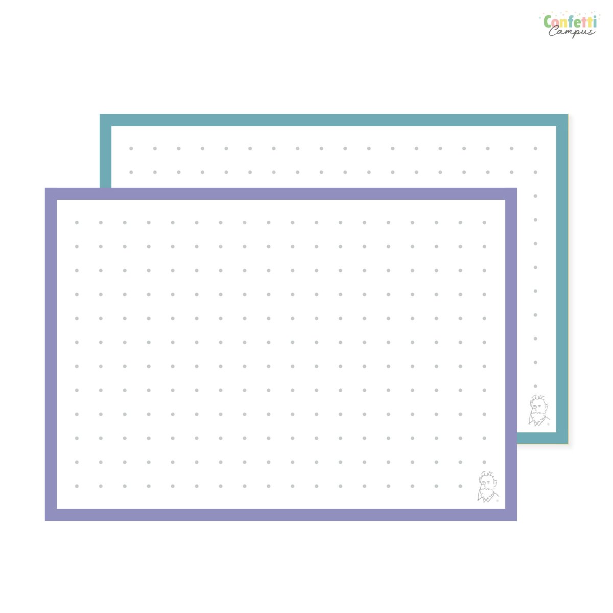 50 Flashcards Leitner A7 à points bicolores Lavande vs Bleu pétrole – Image 2