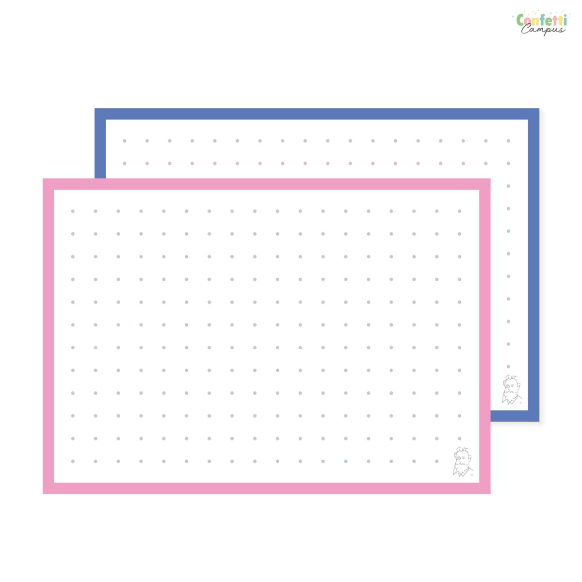 50 Flashcards Leitner A7 à points bicolores Rose vs Bleu