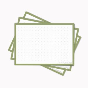 50 Flashcards Leitner A7 à points cadre vert olive