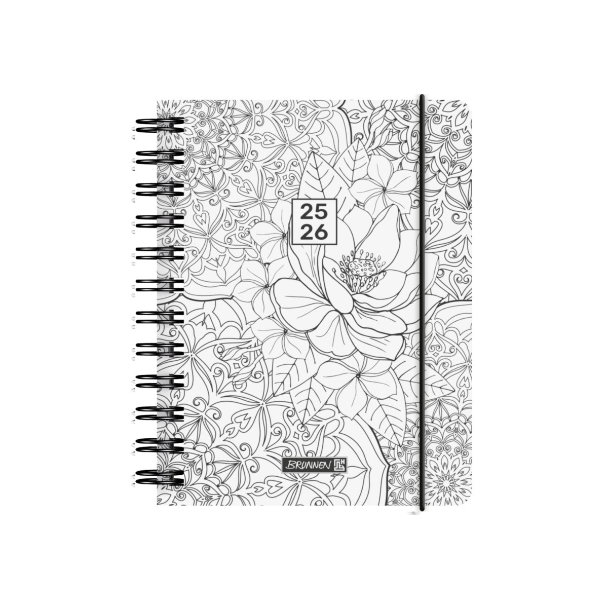 BRUNNEN Agenda scolaire journalier A6 2025-2026 ZenArt noir et blanc – Image 2