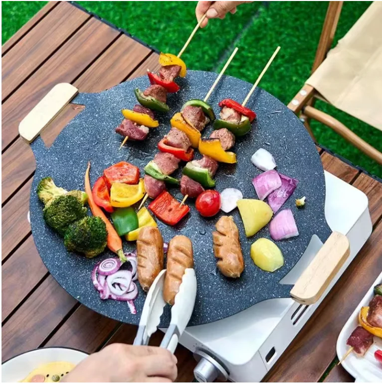 Poêle à griller portable antiadhésive ronde coréenne – Image 2