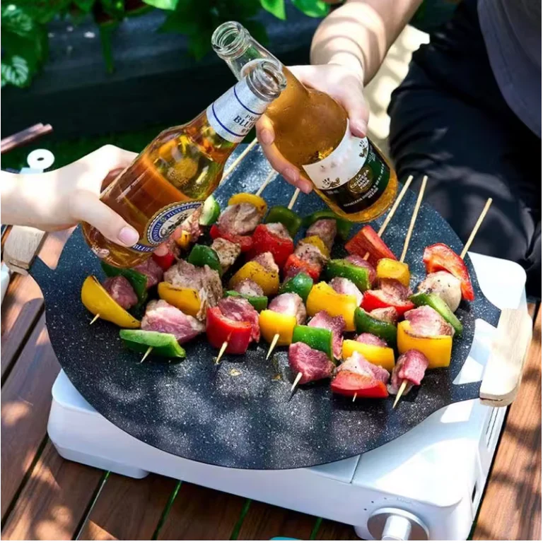 Poêle à griller portable antiadhésive ronde coréenne – Image 4