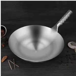 Wok inox 34cm pour cuisson saine