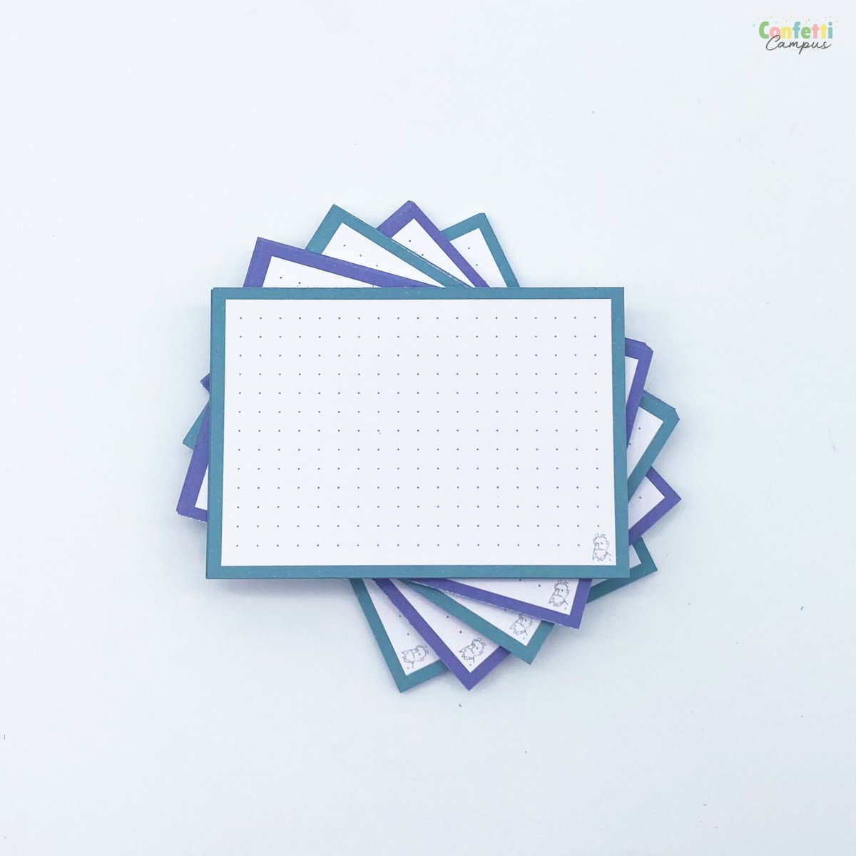 50 Flashcards Leitner A7 à points bicolores Lavande vs Bleu pétrole – Image 3