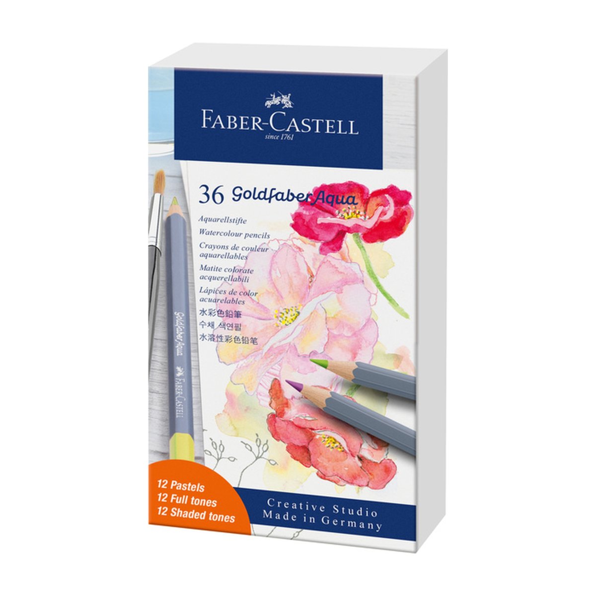FABER CASTELL Goldfaber Aqua Crayons de couleur aquarellables x24 intenses + 12 pastel