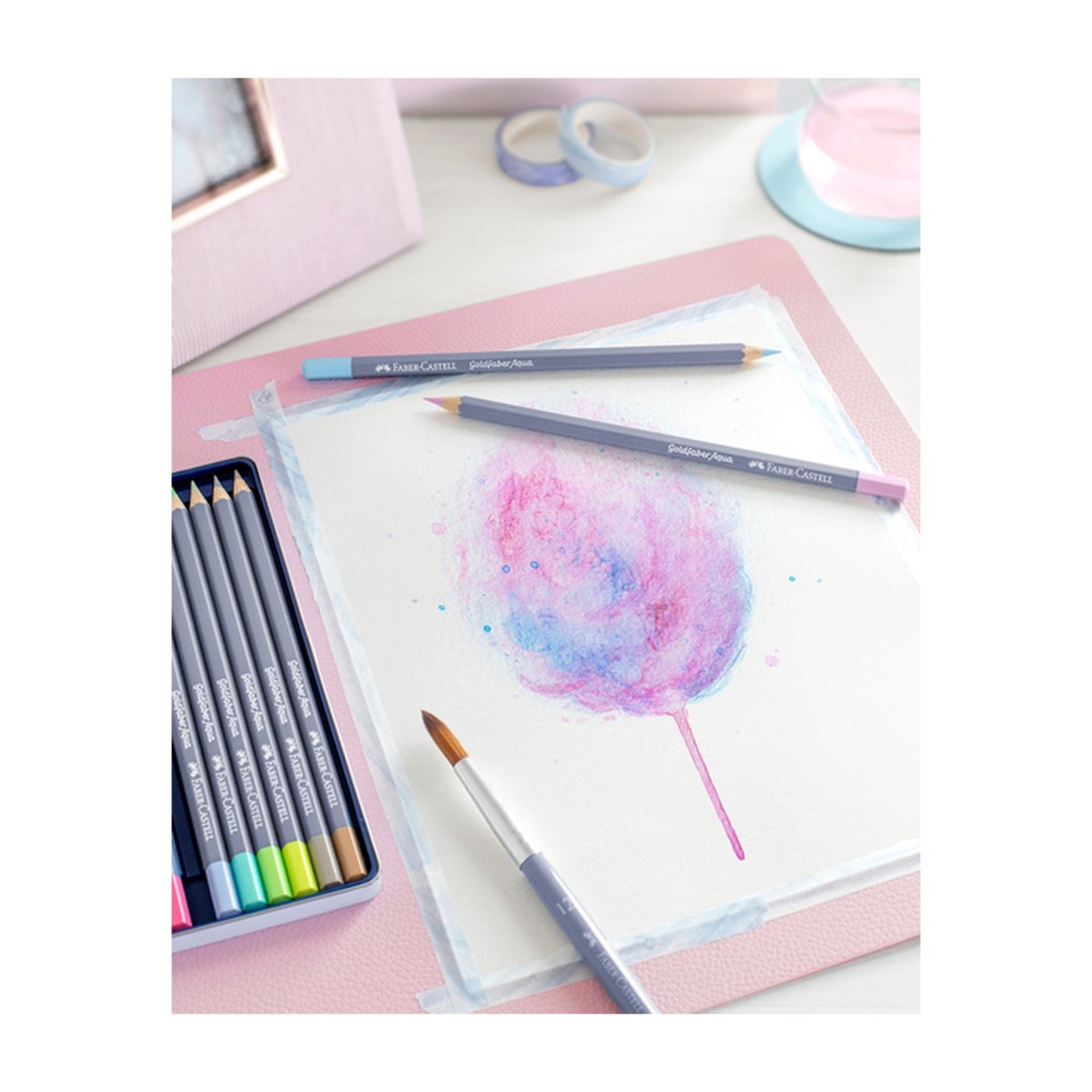 FABER CASTELL Goldfaber Aqua Crayons de couleur aquarellables x24 intenses + 12 pastel – Image 9