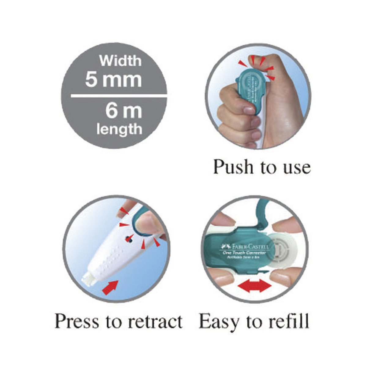 FABER CASTELL One Touch Roller correcteur rechargeable Rose – Image 4