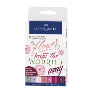 FABER CASTELL Pitt Artist Kit Hand Lettering 7 + 1 feutres nuances de rose
