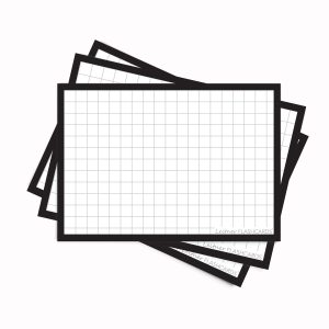 50 Flashcards Leitner A7 à petits carreaux cadre noir