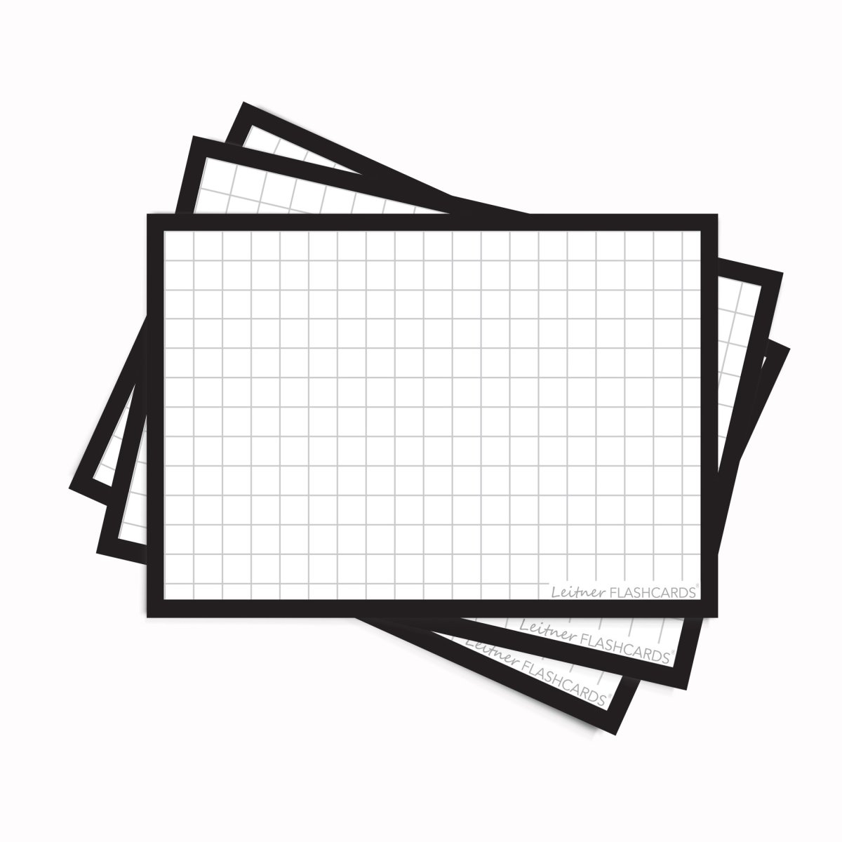 50 Flashcards Leitner A7 à petits carreaux cadre noir