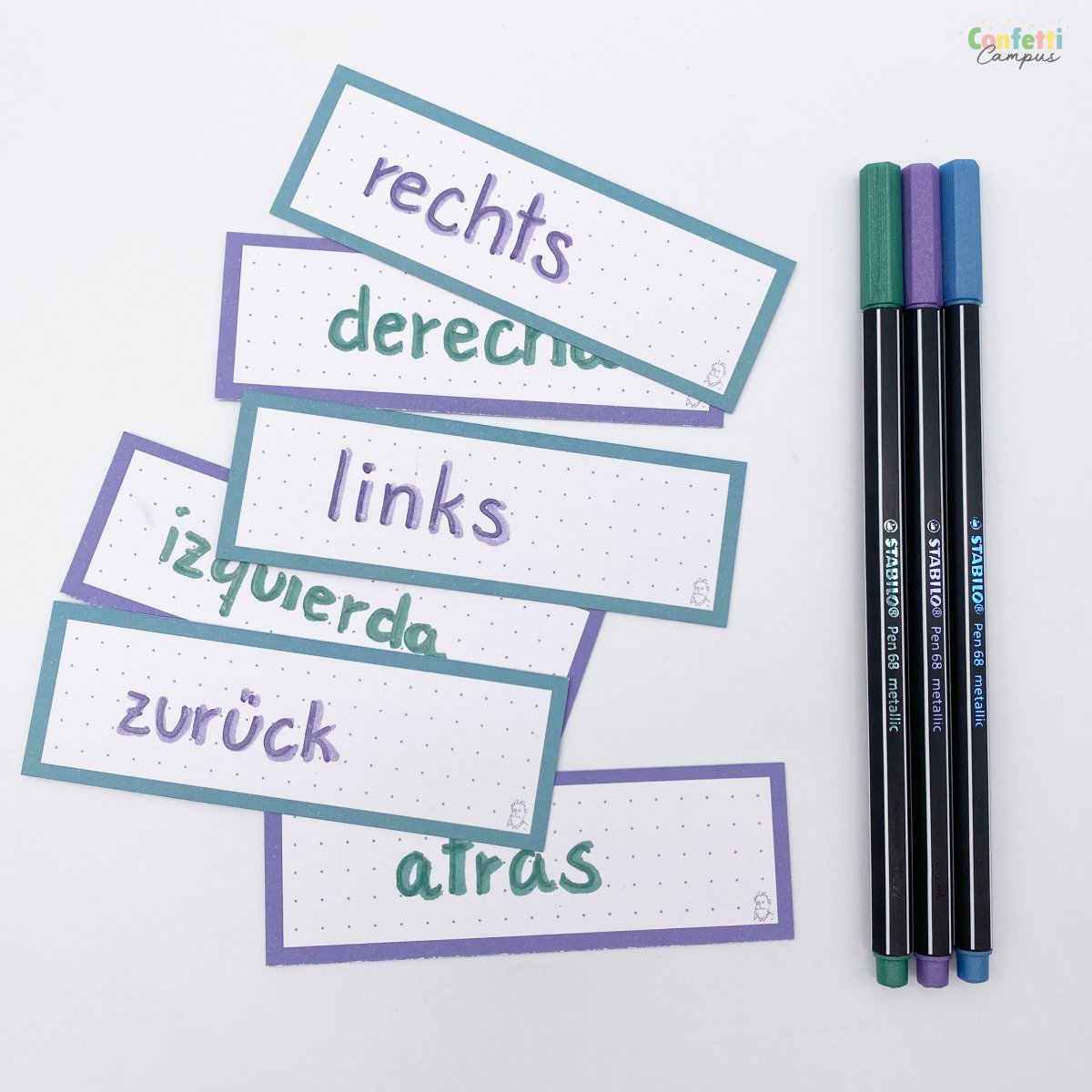 50 Flashcards Leitner Vocabulaire à points bicolores Lavande vs Bleu pétrole – Image 9