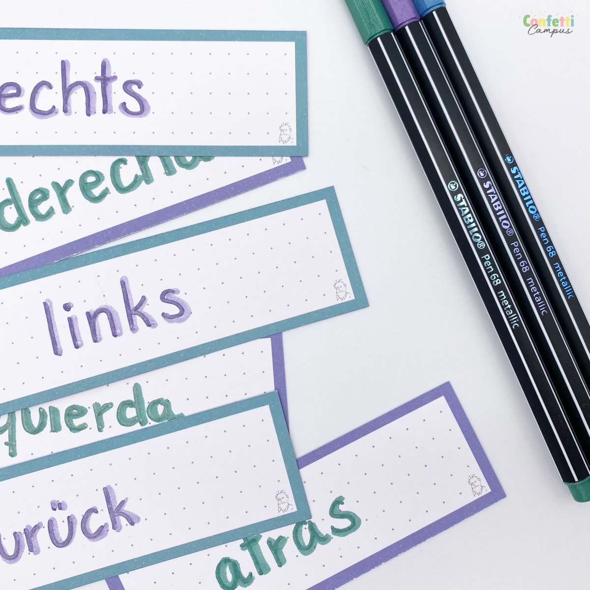 50 Flashcards Leitner Vocabulaire à points bicolores Lavande vs Bleu pétrole – Image 4