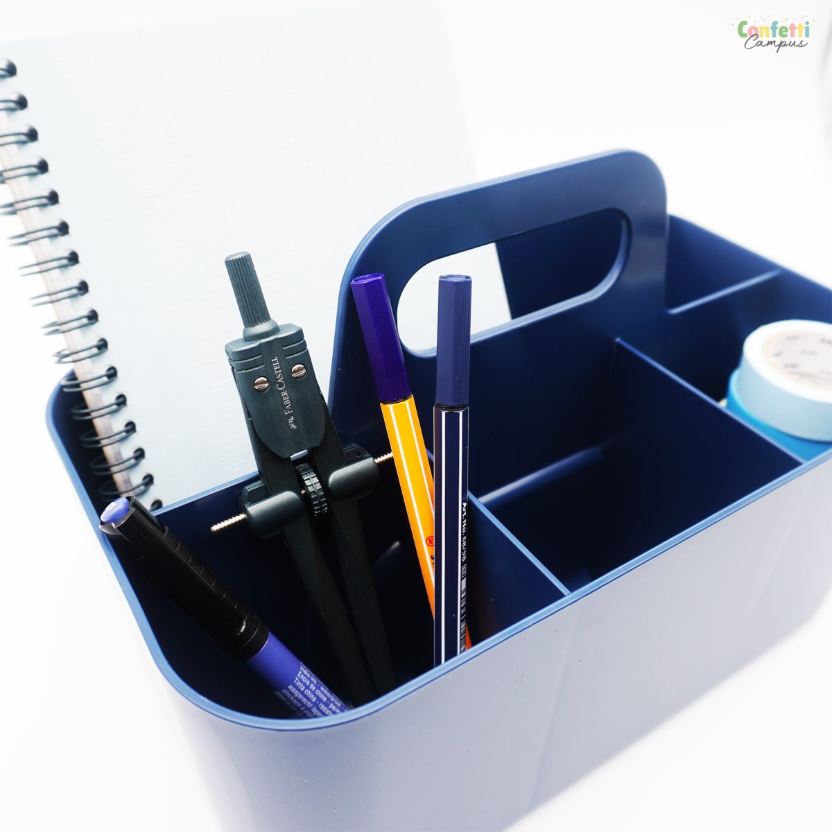 FORMA Organiseur de bureau porte-stylos 5 compartiments 25×15,6x17cm bleu nuit – Image 8
