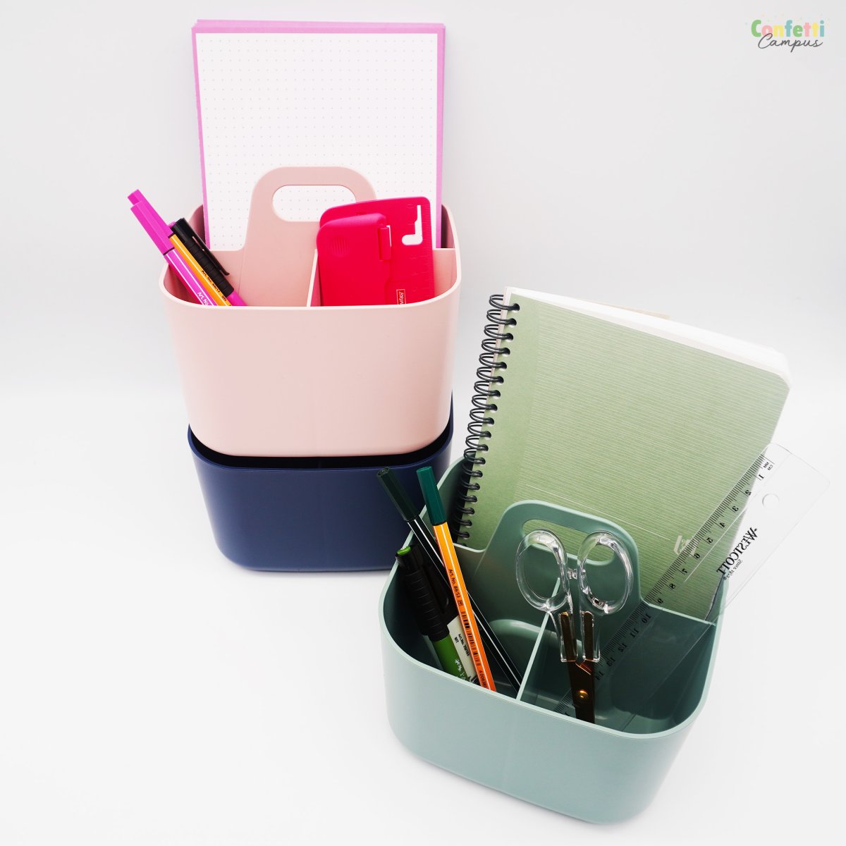 FORMA Organiseur de bureau porte-stylos 4 compartiments 16,5×16,5x15cm rose poudré – Image 7