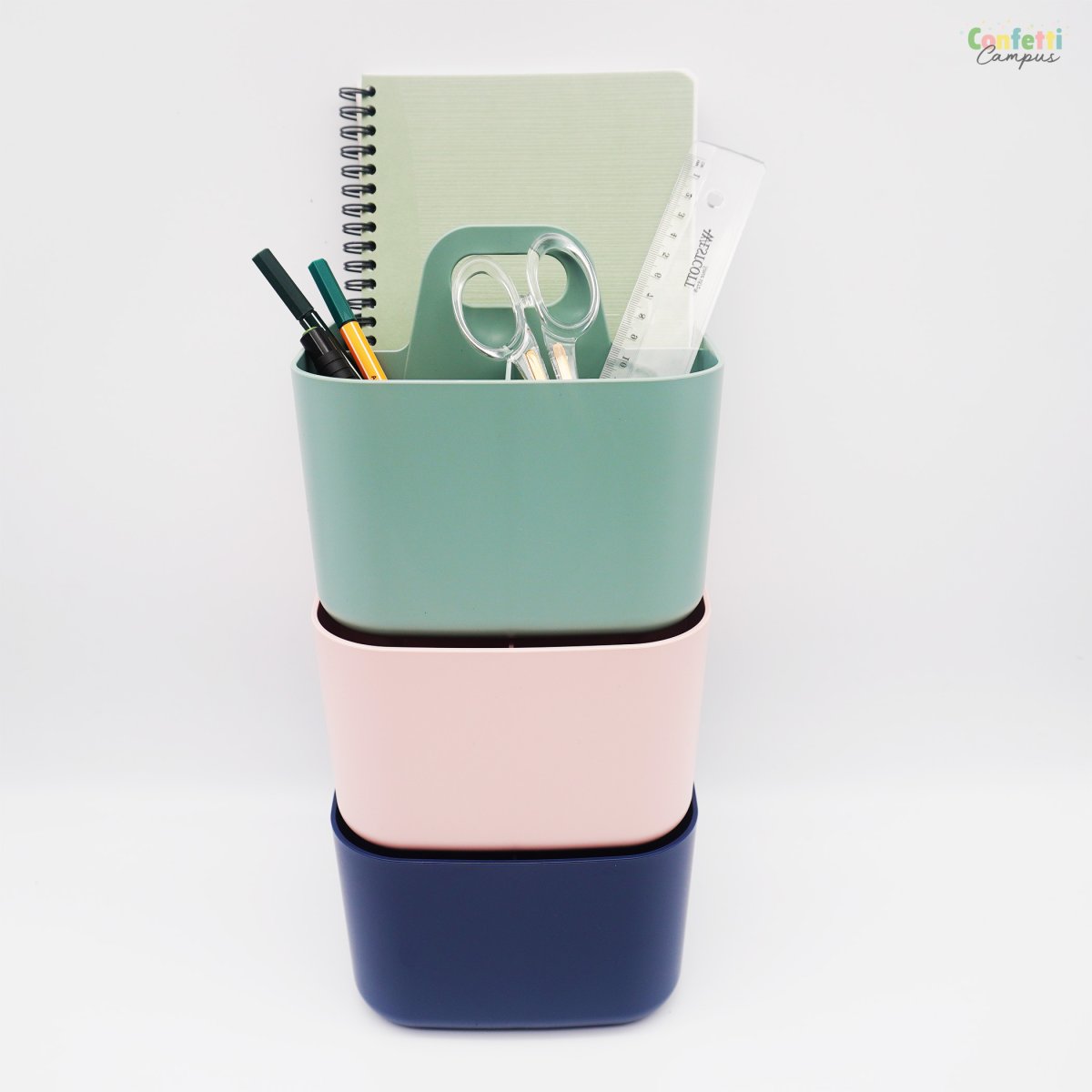 FORMA Organiseur de bureau porte-stylos 4 compartiments 16,5×16,5x15cm rose poudré – Image 8