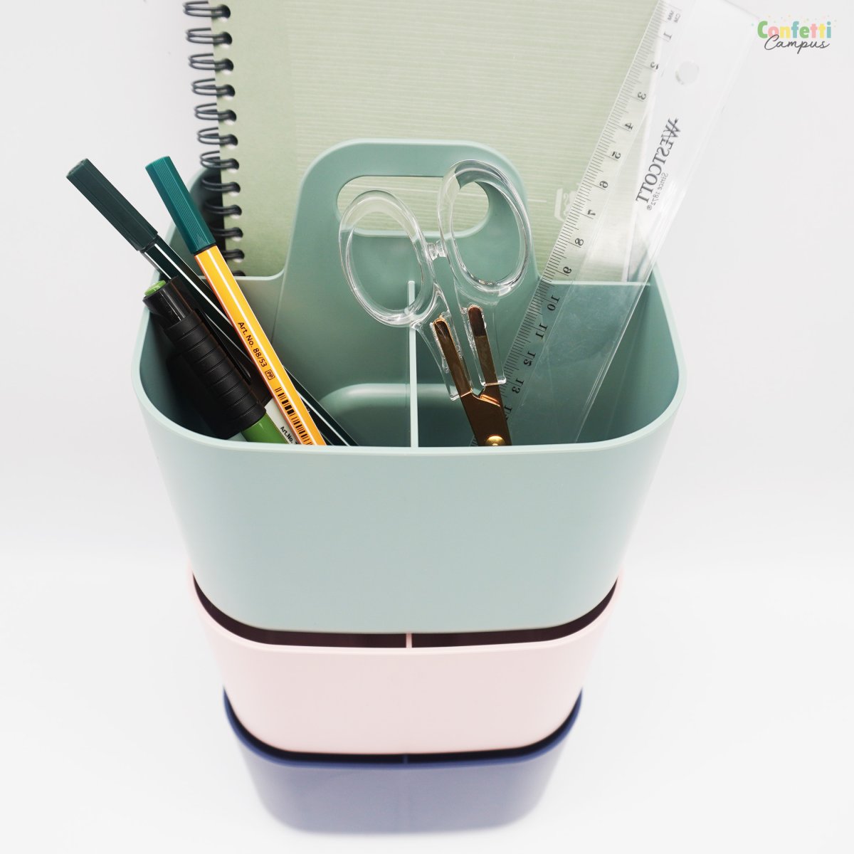 FORMA Organiseur de bureau porte-stylos 4 compartiments 16,5×16,5x15cm blanc – Image 8