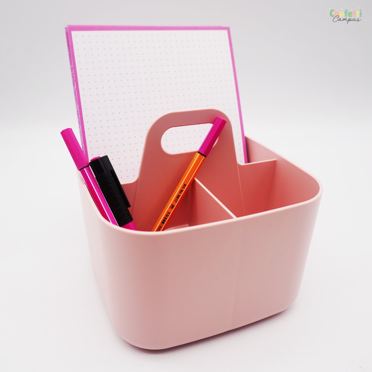 FORMA Organiseur de bureau porte-stylos 4 compartiments 16,5×16,5x15cm rose poudré – Image 5