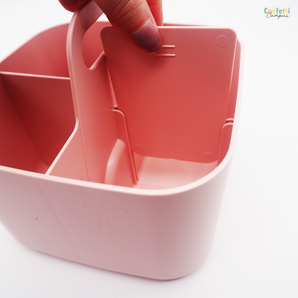 FORMA Organiseur de bureau porte-stylos 4 compartiments 16,5×16,5x15cm rose poudré – Image 6