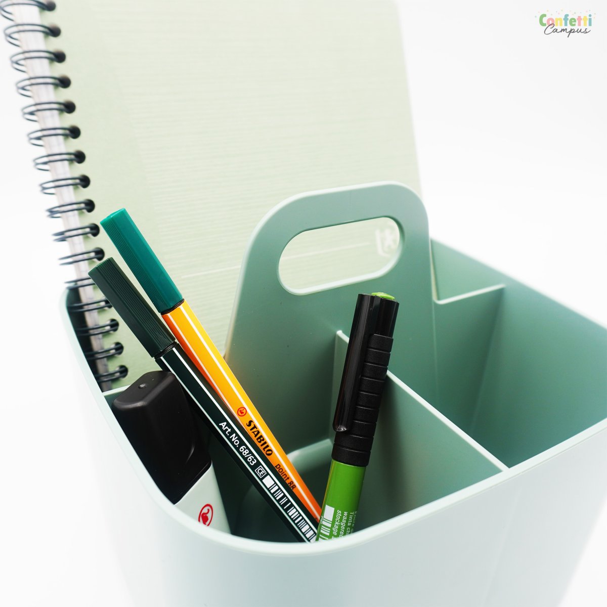 FORMA Organiseur de bureau porte-stylos 4 compartiments 16,5×16,5x15cm blanc – Image 6