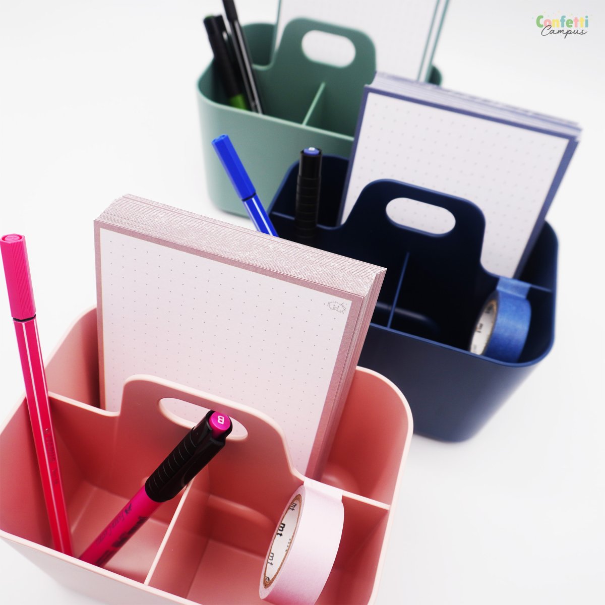 FORMA Organiseur de bureau porte-stylos 3 compartiments 15x11x13,5cm blanc – Image 9