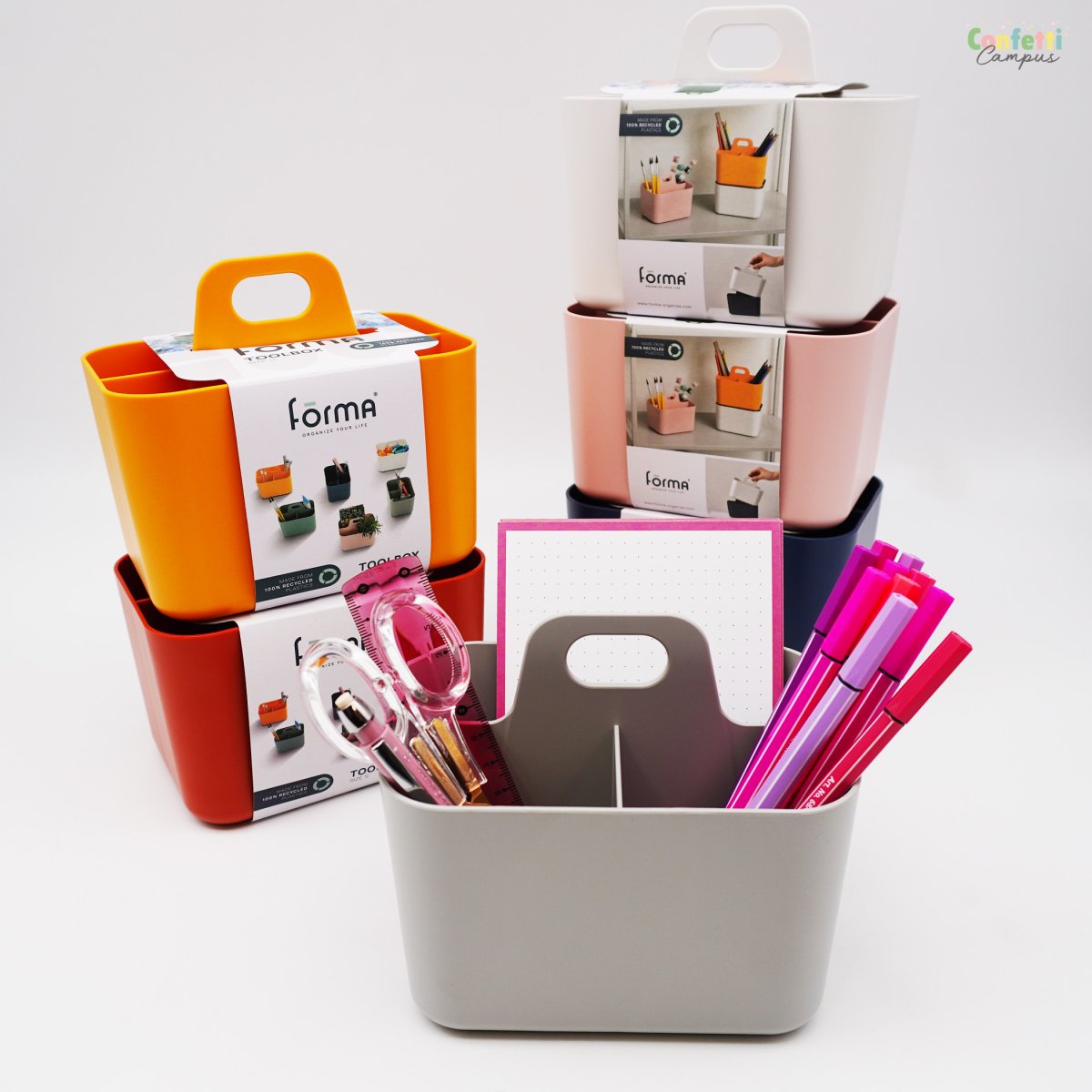 FORMA Organiseur de bureau porte-stylos 3 compartiments 15x11x13,5cm orange curcuma – Image 7
