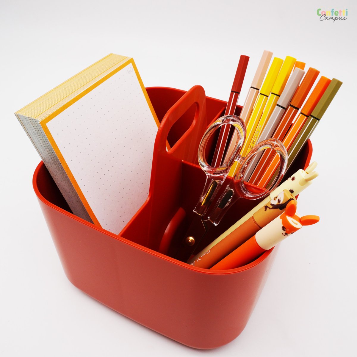 FORMA Organiseur de bureau porte-stylos 4 compartiments 16,5×16,5x15cm Terracotta – Image 5