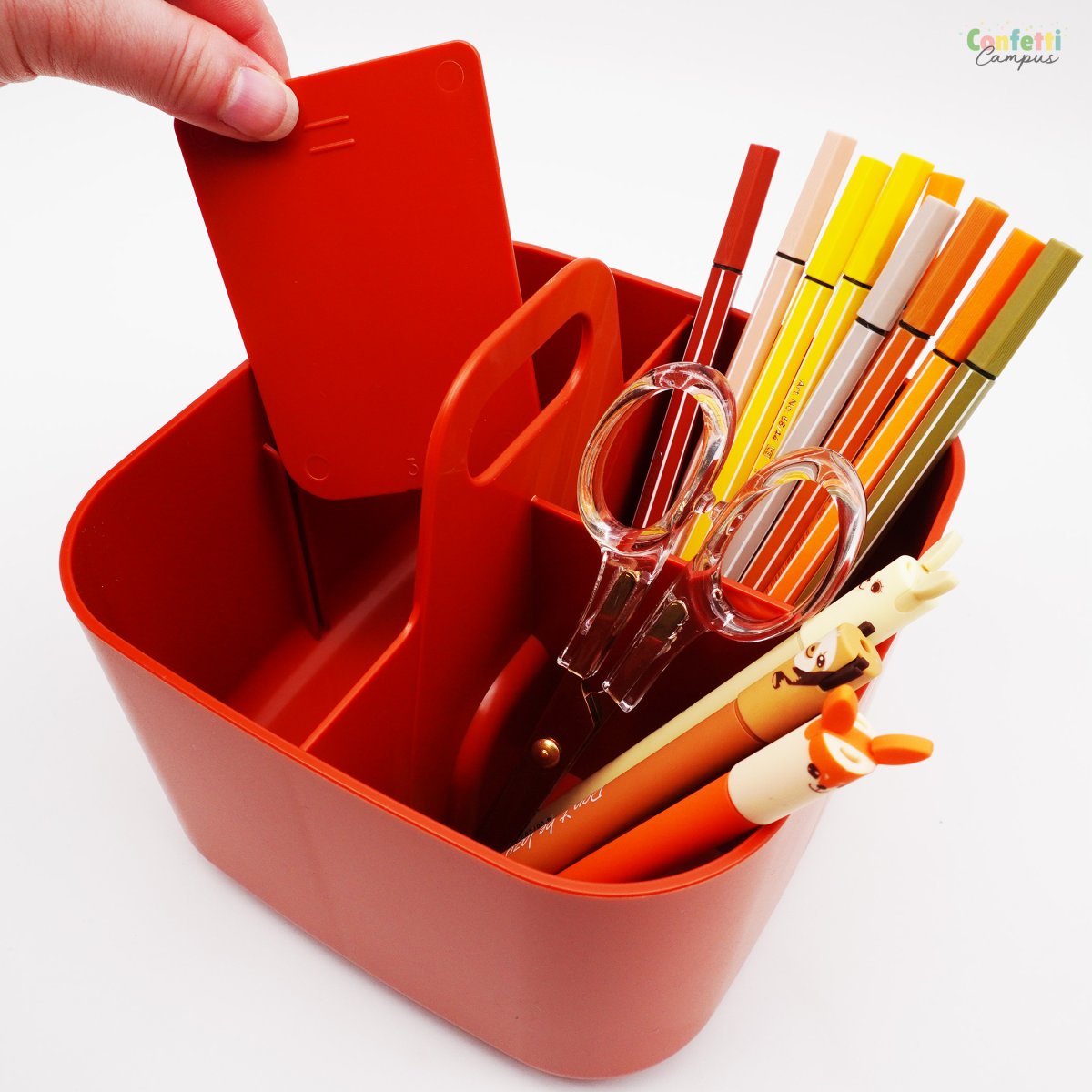 FORMA Organiseur de bureau porte-stylos 4 compartiments 16,5×16,5x15cm Terracotta – Image 4
