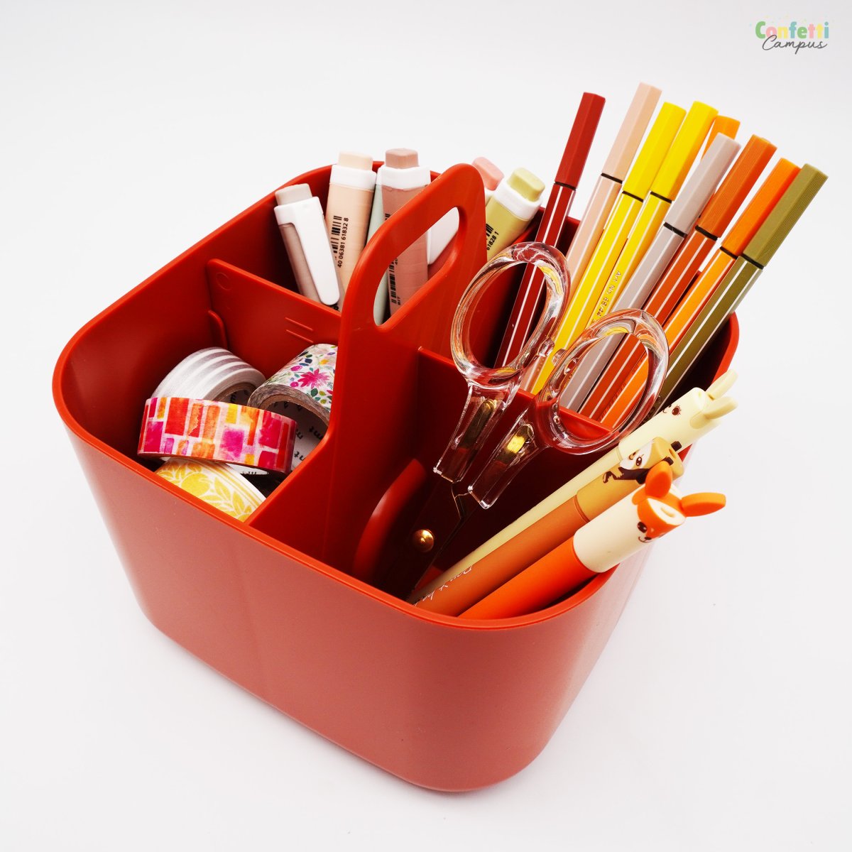 FORMA Organiseur de bureau porte-stylos 4 compartiments 16,5×16,5x15cm Terracotta – Image 3