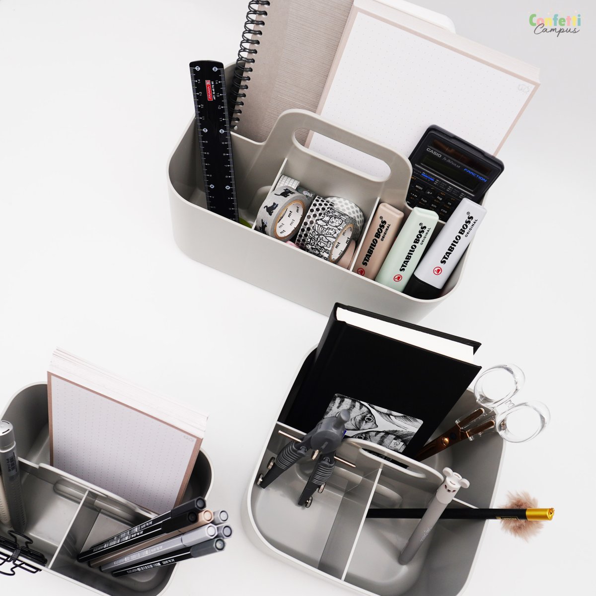 FORMA Organiseur de bureau porte-stylos 4 compartiments 16,5×16,5x15cm gris – Image 6